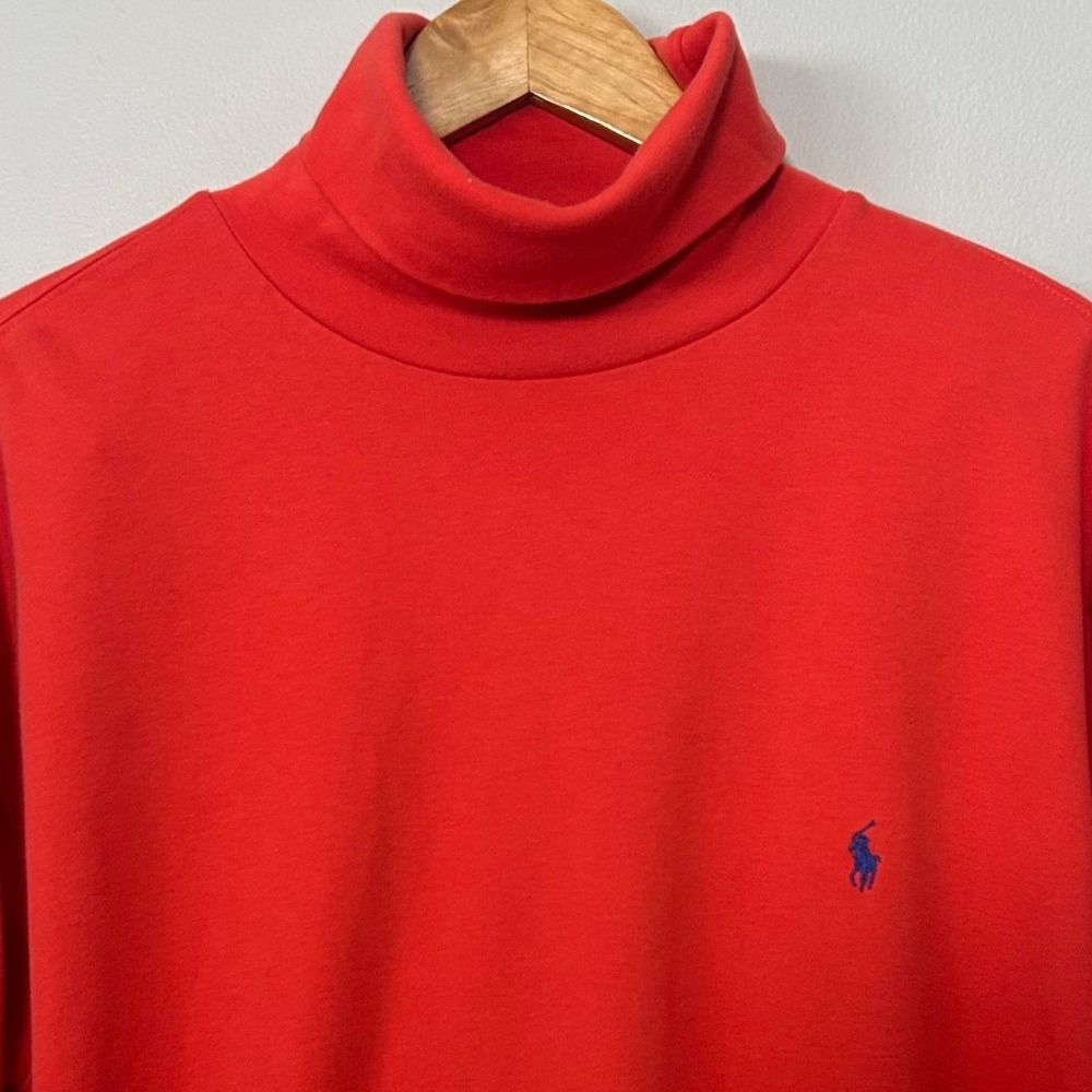 Polo Ralph Lauren Turtleneck Shirt Mens XL Orange Long Sleeve Cotton Pony Preppy